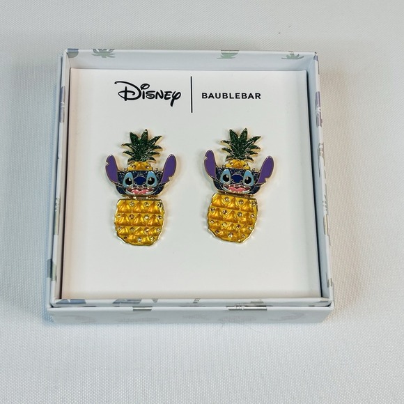 Disney Jewelry - Disney Pixar Lilo & Stitch Hawaiian Baublebar Earrings Sparkling Pineapple